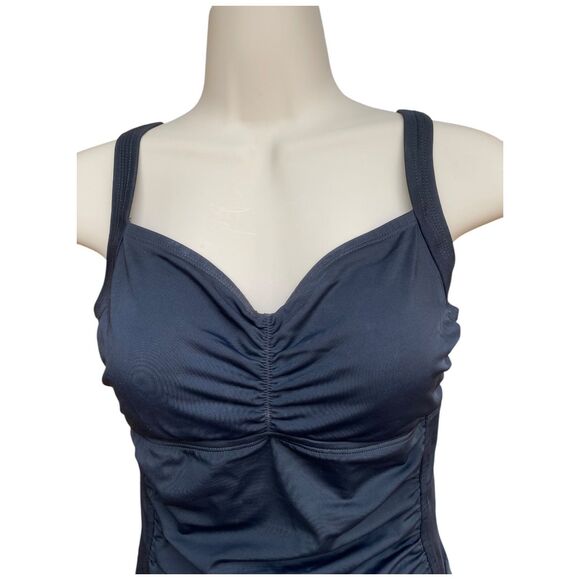 Jantzen One Piece Skirt Swimsuit Ruched Retro Swim dress Bathing Suit size 8 - Picture 5 of 11